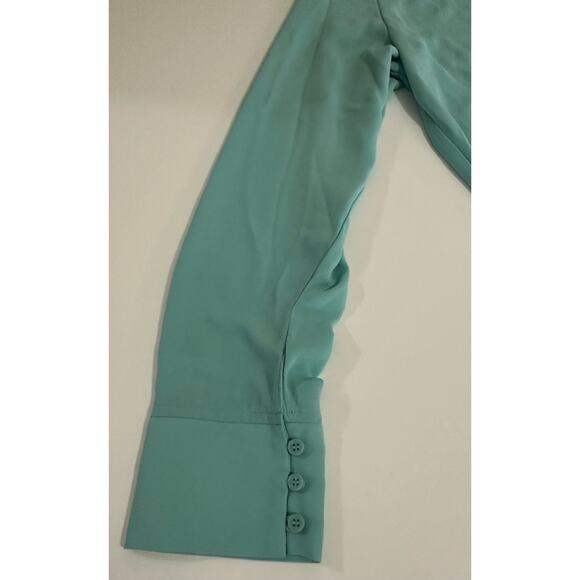 NWT Women L Halogen light sea green wrap blouse top long sleeve - Picture 6 of 13